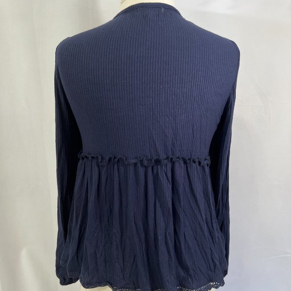 Taylor and Sage Peasant Short Laced Front Sz S Embroidered Yolk Lace Hem - Picture 3 of 6